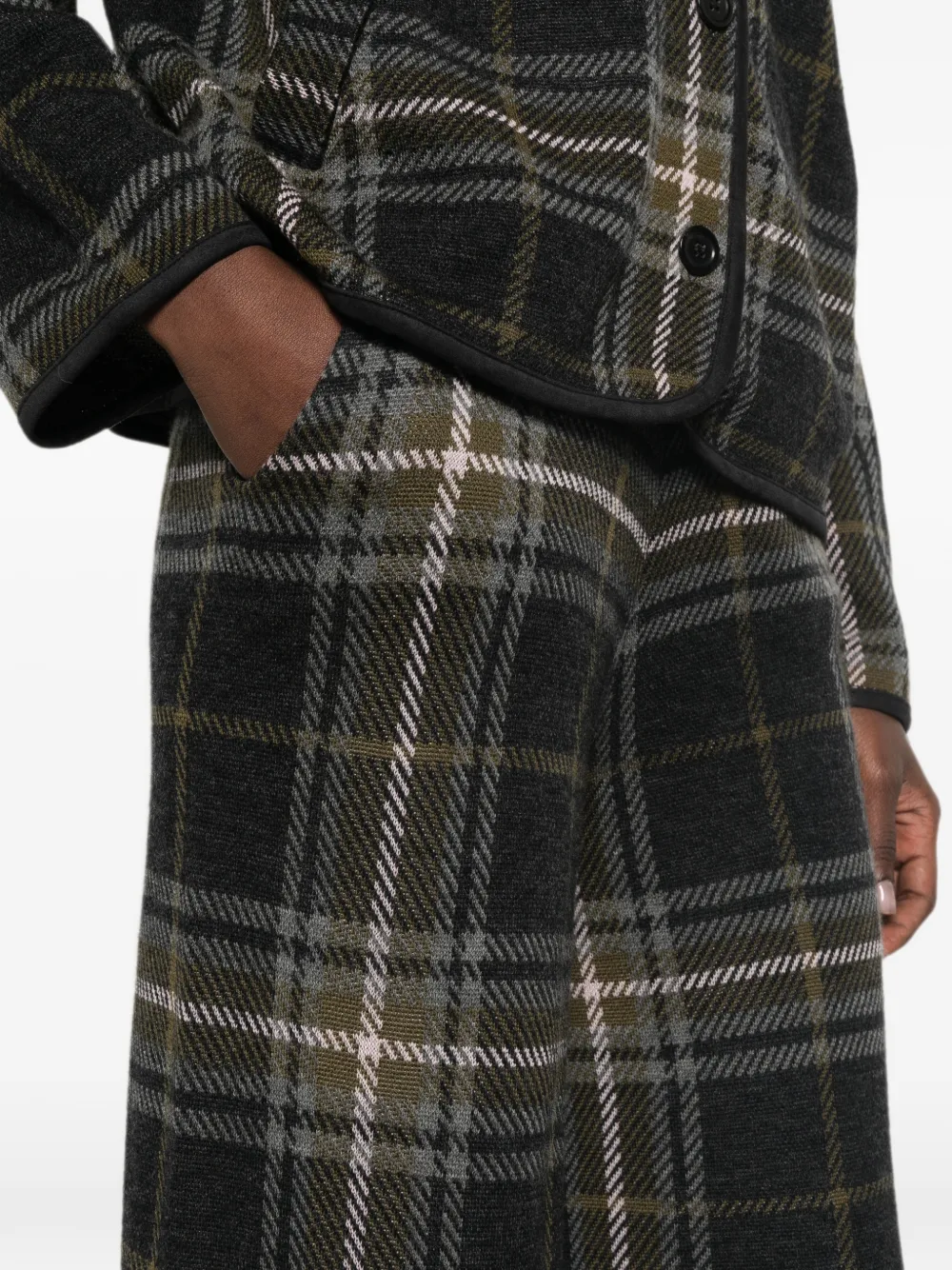BOMPARD Palazzo broek met tartan-jacquard Grijs