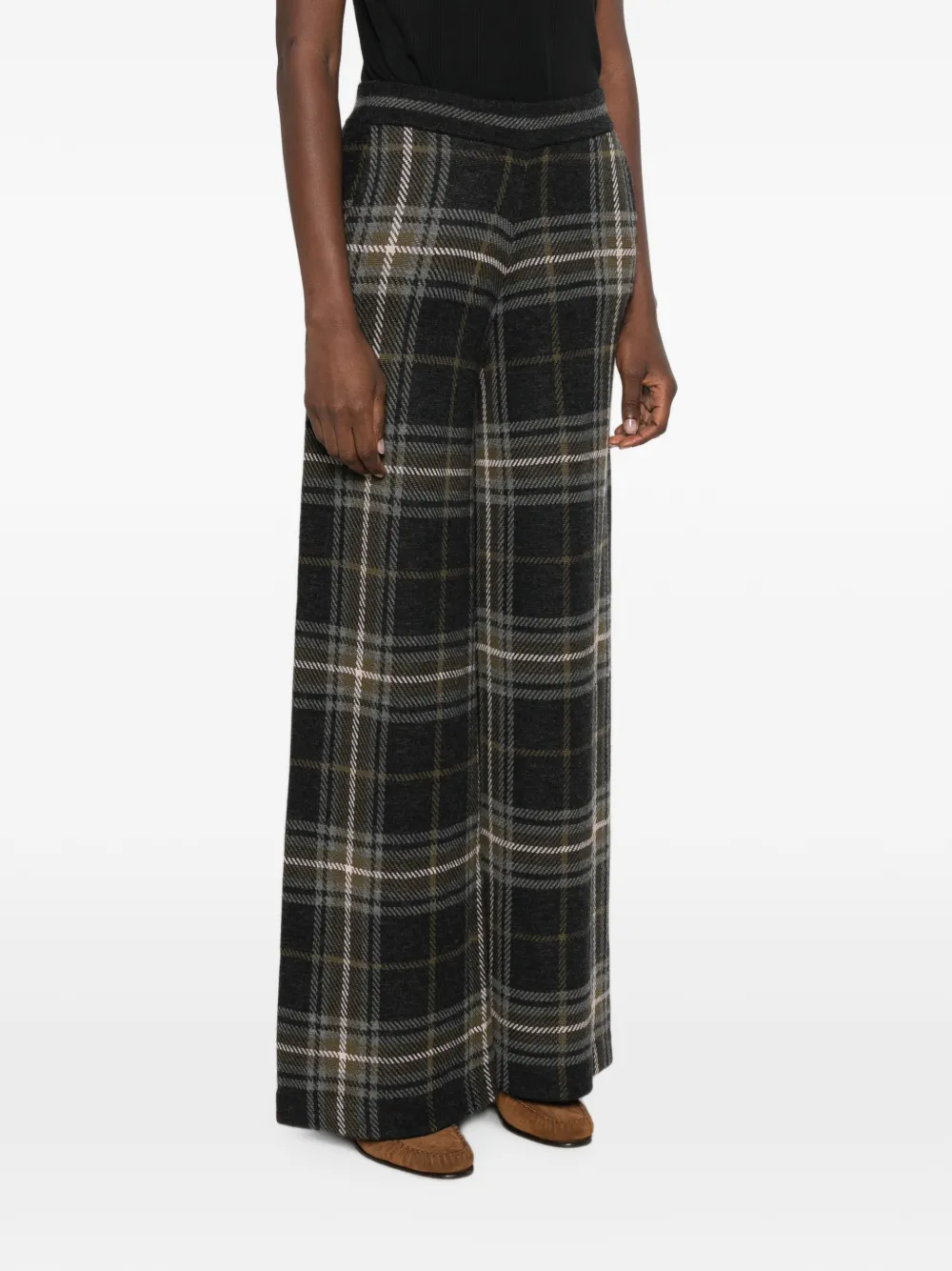 BOMPARD Palazzo broek met tartan-jacquard Grijs