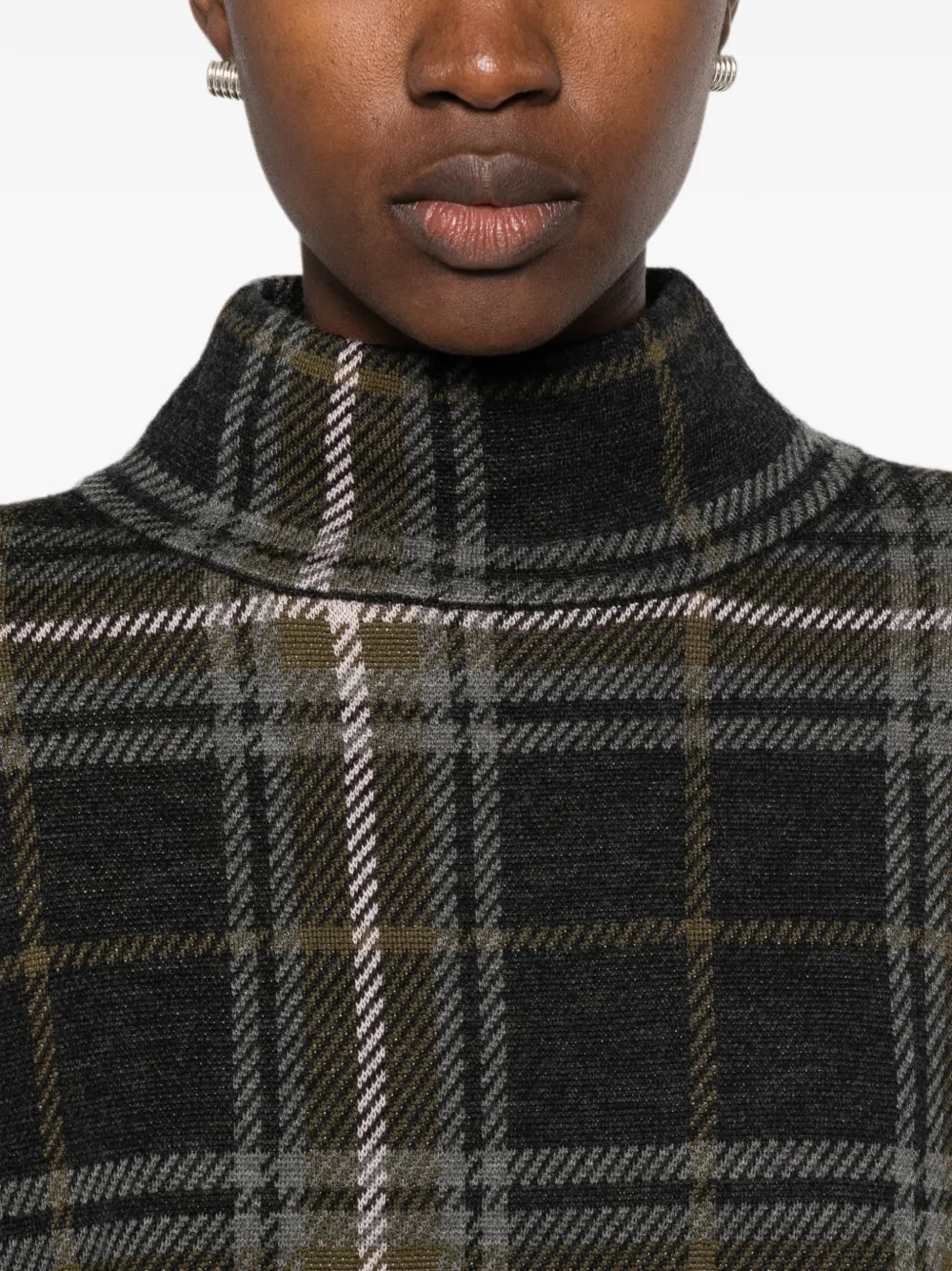 BOMPARD Trui met hoge hals en tartan-ruit Bruin