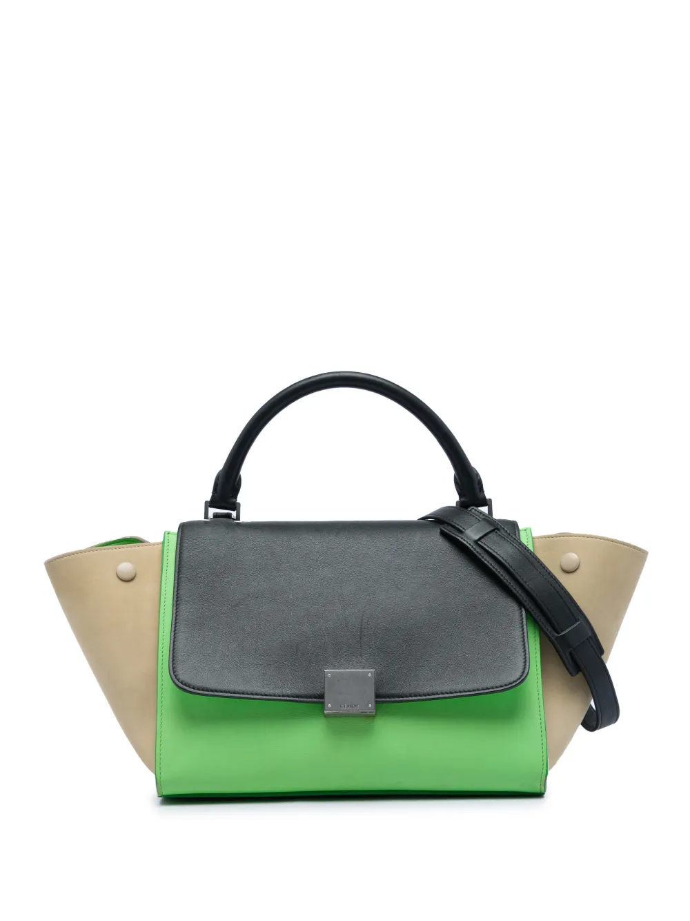 Celine Pre-Owned 2016 Small Tricolor Leather Trapeze satchel - Grün