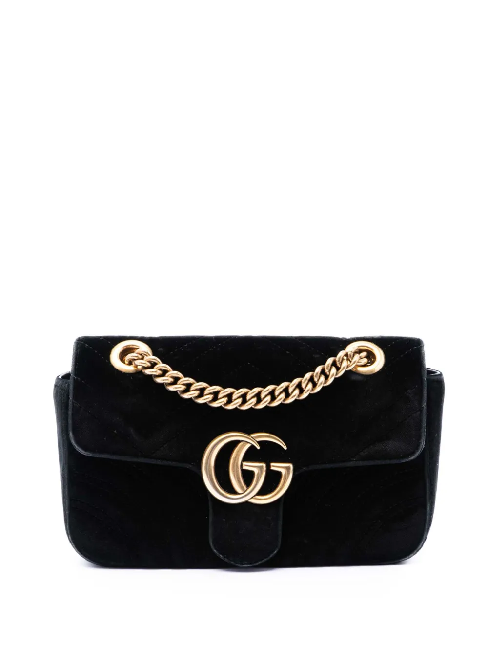Gucci Pre-Owned 2016-2026 Small GG Marmont Matelasse Velvet shoulder bag - Nero