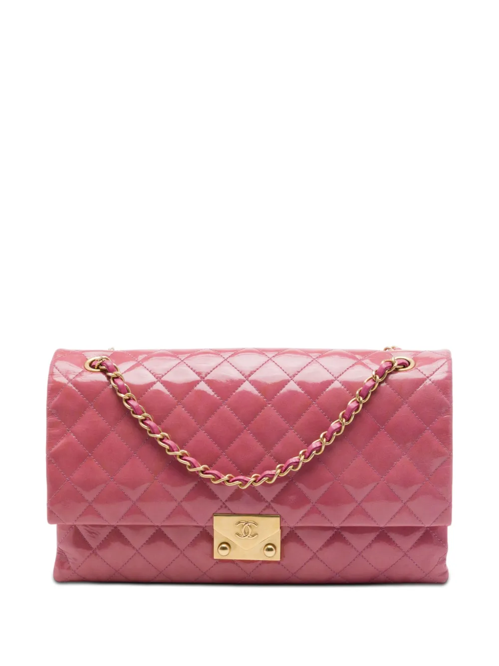 CHANEL Pre-Owned 2015-2016 Quilted Crinkled Patent Pagoda Accordion Flap shoulder bag - Rosa