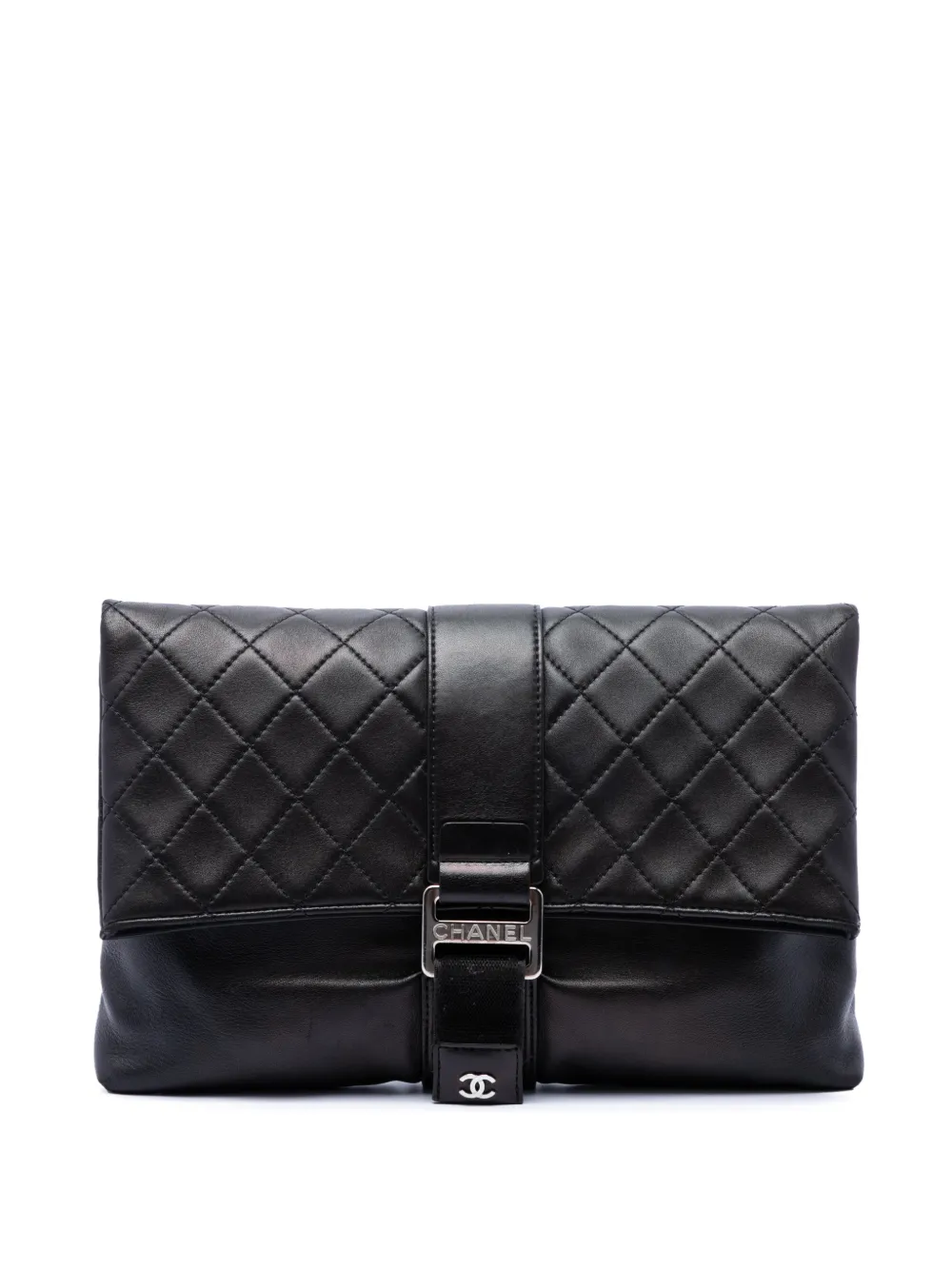 CHANEL Pre-Owned 2017-2018 Quilted Lambskin Grip clutch bag - Nero