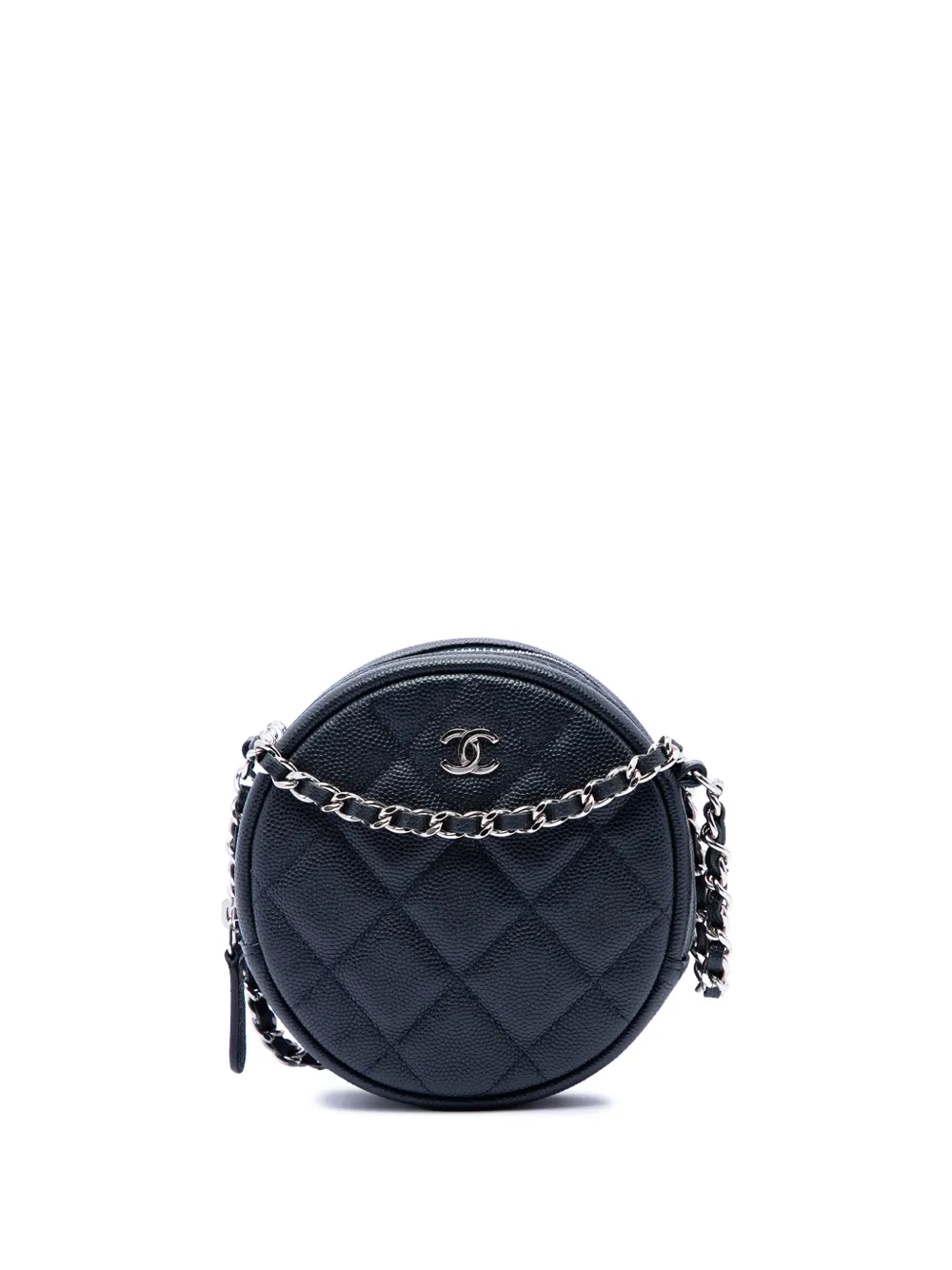 CHANEL Pre-Owned 2018-2019 CC Quilted Caviar Round crossbody bag - Blu