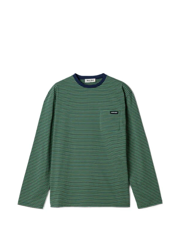 Miu Miu ストライプ ジャージーTシャツ | グリーン | FARFETCH JP