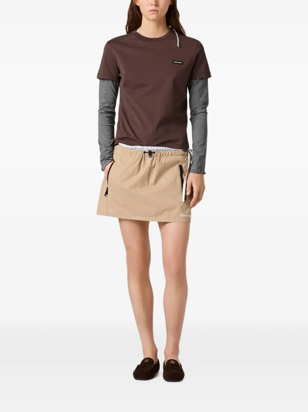 Miu T-shirt met logopatch Bruin