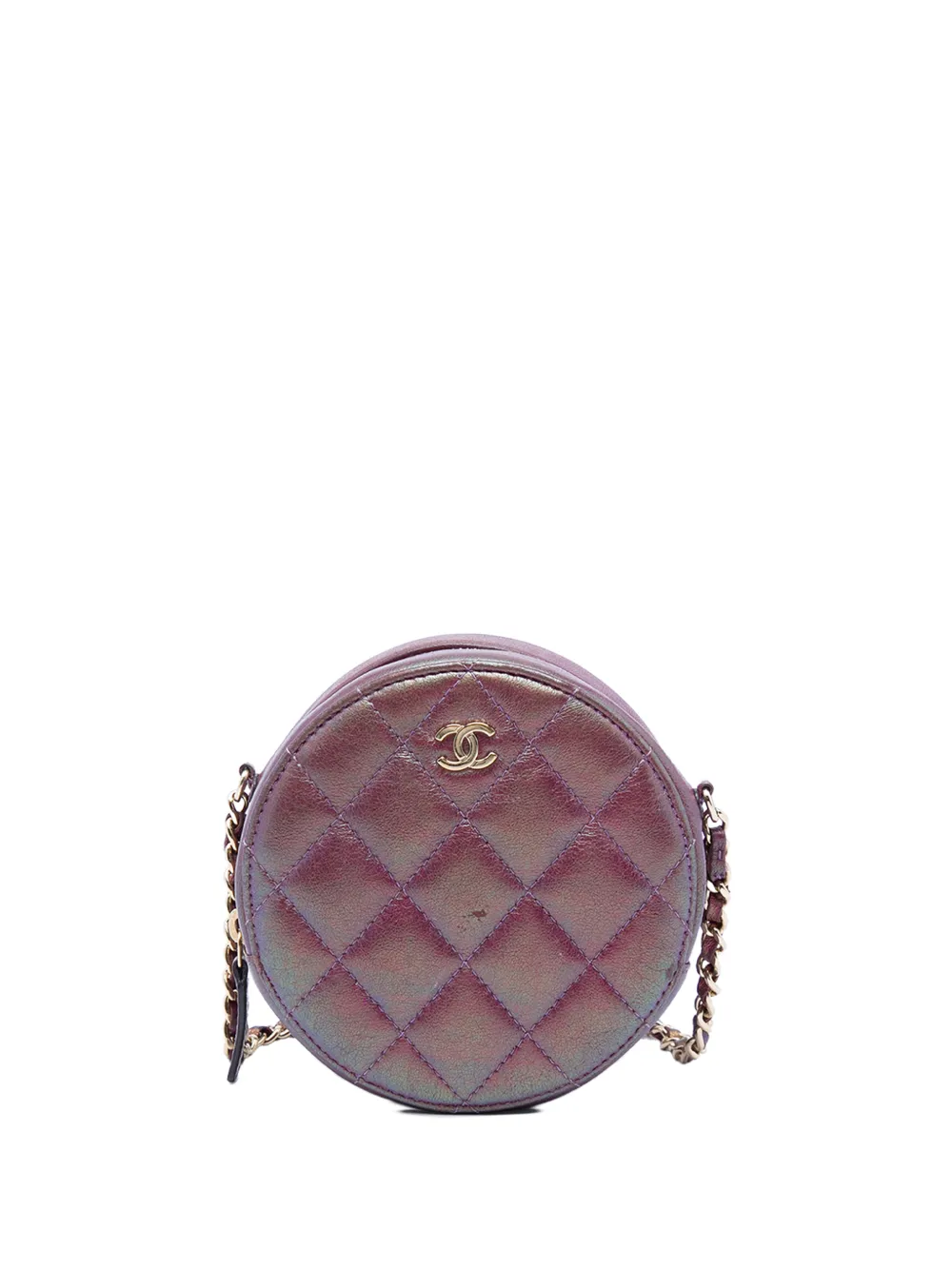 CHANEL Pre-Owned 2020 Quilted Iridescent Lambskin Round Clutch With Chain crossbody bag - Violett