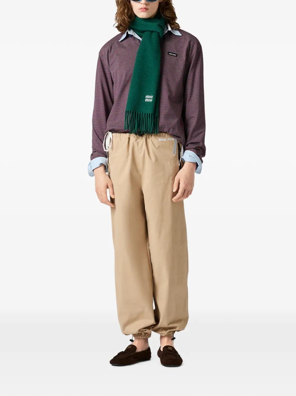 Miu Gestreept jersey T-shirt Rood