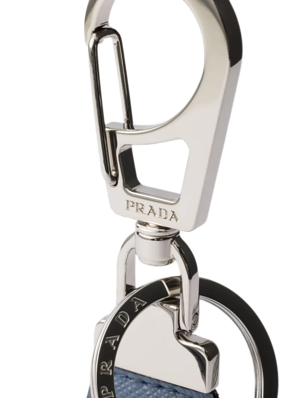 Prada Saffiano leren sleutelhanger Blauw