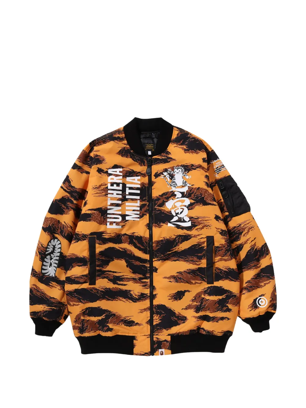 A BATHING APE® Tiger Camo Long MA-1 bomber jacket - Orange