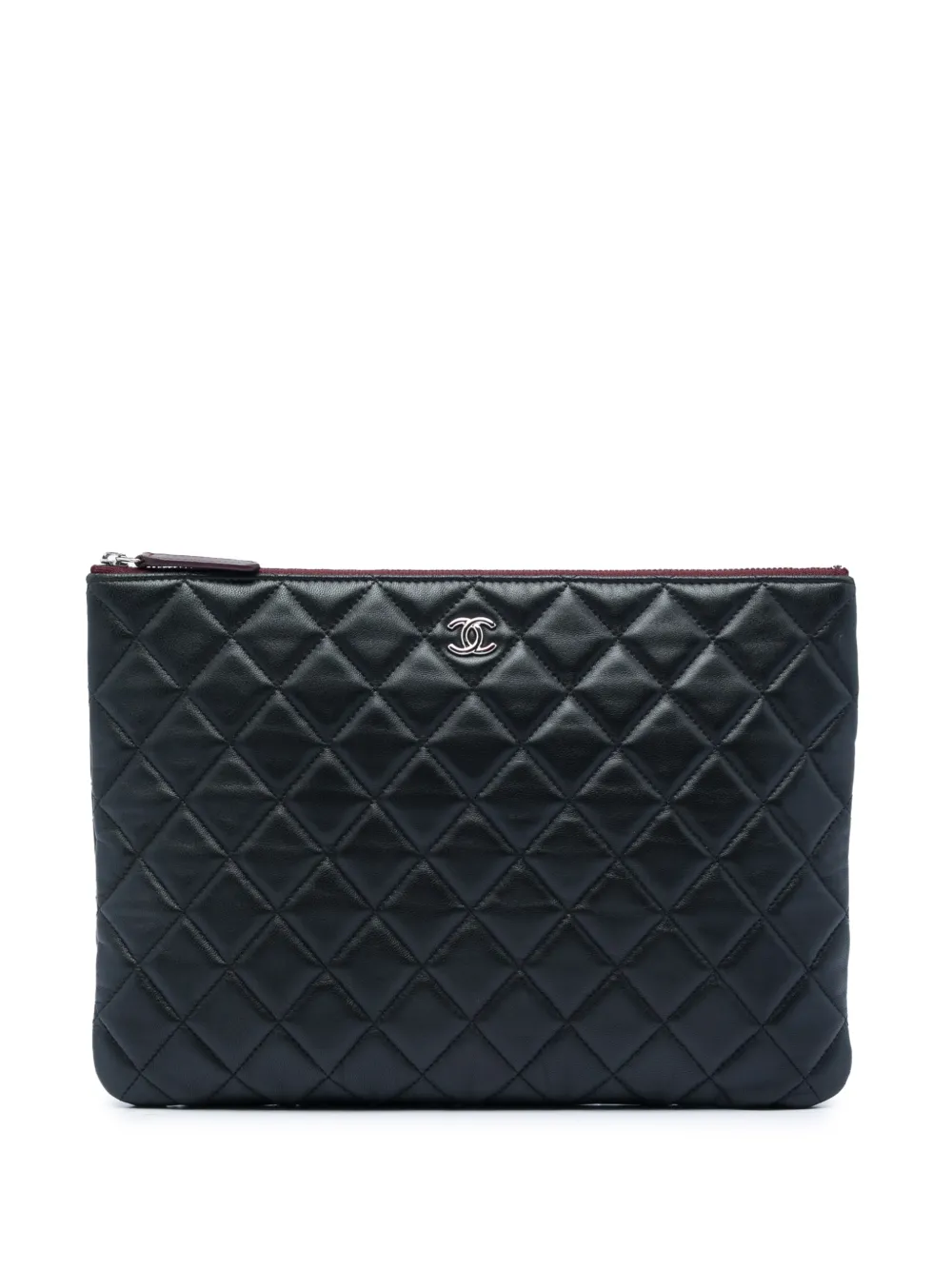 CHANEL Pre-Owned 2019 Medium Quilted Lambskin O Case clutch bag - Nero