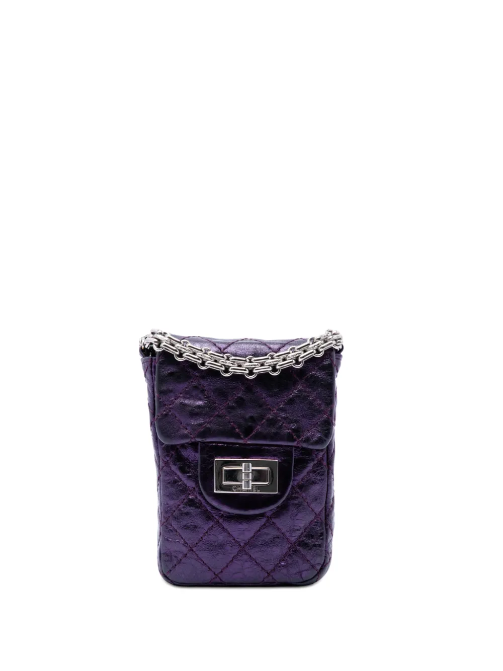 CHANEL Pre-Owned 2008-2009 Quilted Metallic Aged Calfskin Reissue 2.55 Holder phone case - Viola