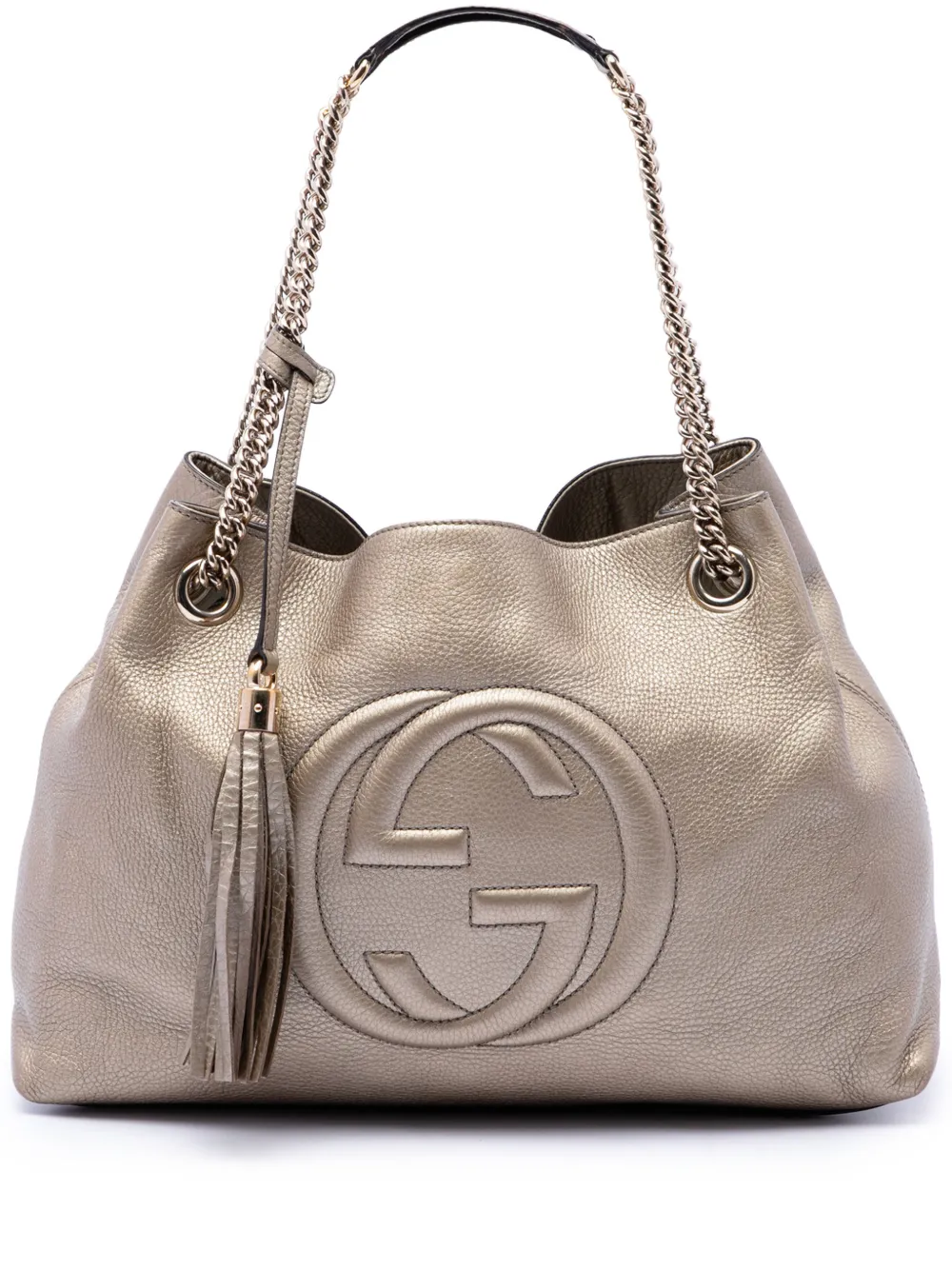Gucci Pre-Owned 2016-2026 Medium Metallic Calfskin Soho Chain tote bag - Gold
