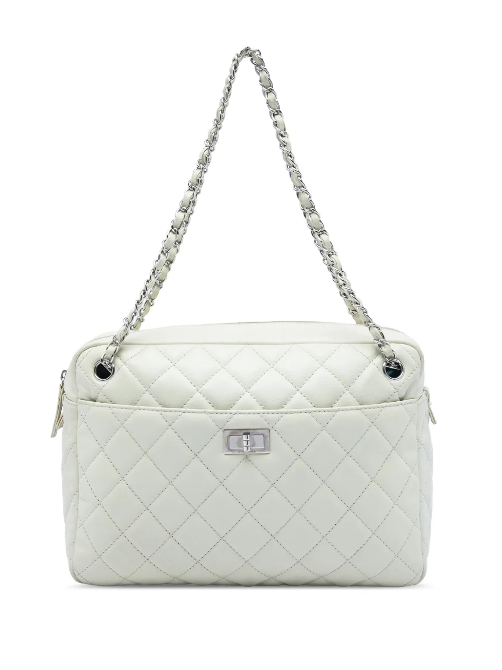 CHANEL Pre-Owned 2008-2009 Large Quilted Caviar Reissue Camera Bag shoulder bag - Bianco