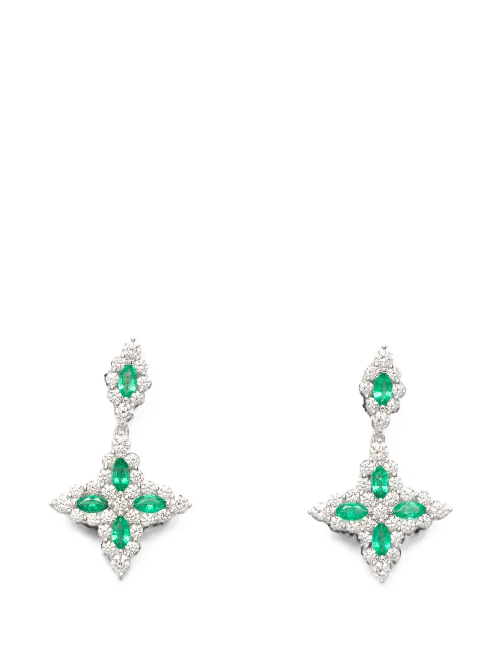Roberto Coin emerald and diamond drop earrings - Silber