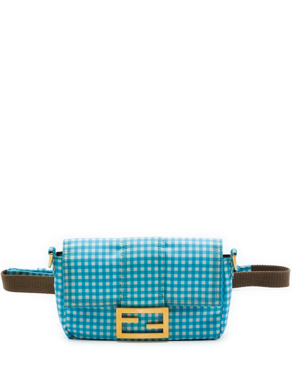 Fendi Pre-Owned 2010-2026 Joshua Vides Mini Nylon Gingham Convertible Baguette satchel - Blu