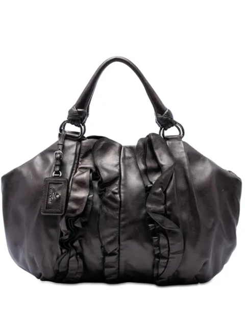 Prada Pre-Owned Mordore Ruffle 金属感纳帕皮手提包（2010-2026年典藏款）