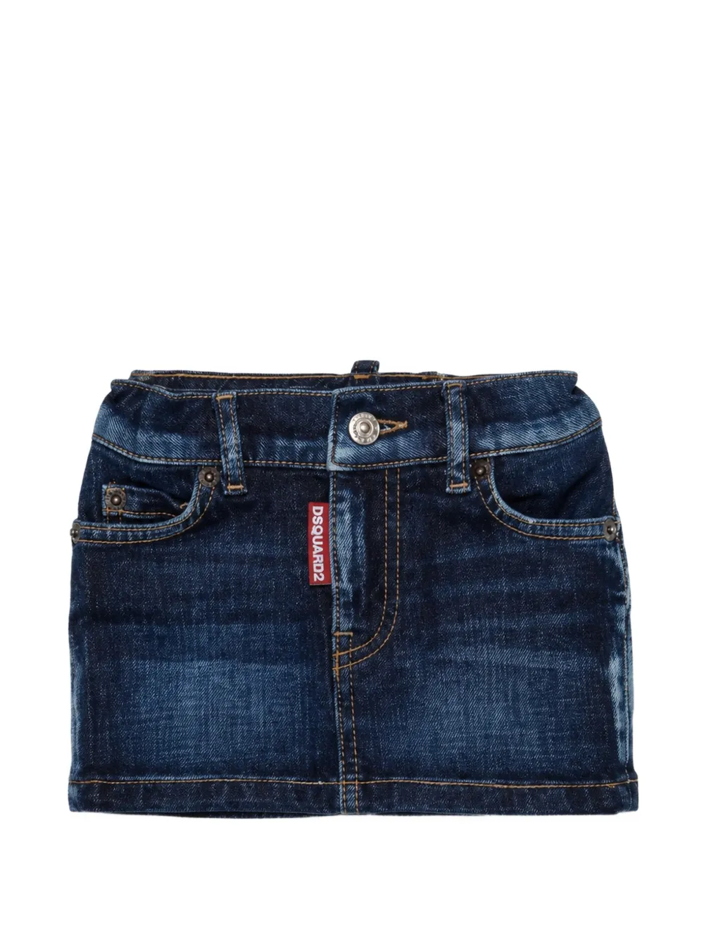 DSQUARED2 KIDS embroidered denim skirt - Blu