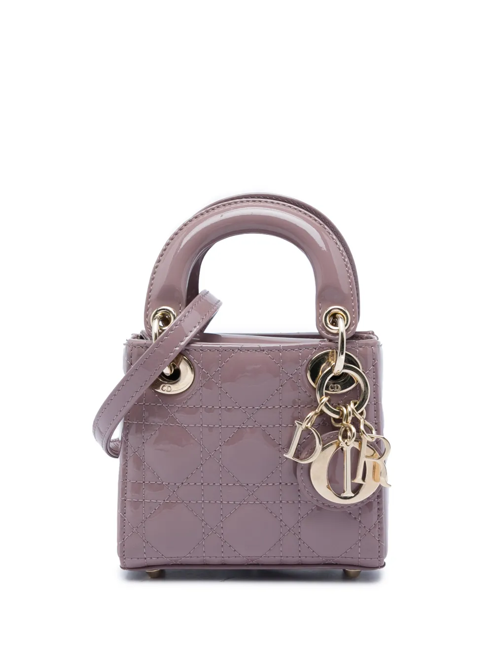 Christian Dior Pre-Owned 2022 Micro Patent Cannage Lady Dior satchel - Rosa