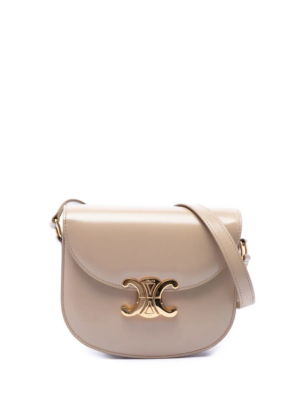 Celine Pre-Owned 2022 Teen Shiny Calfskin Triomphe Besace Clea crossbody bag - Nude