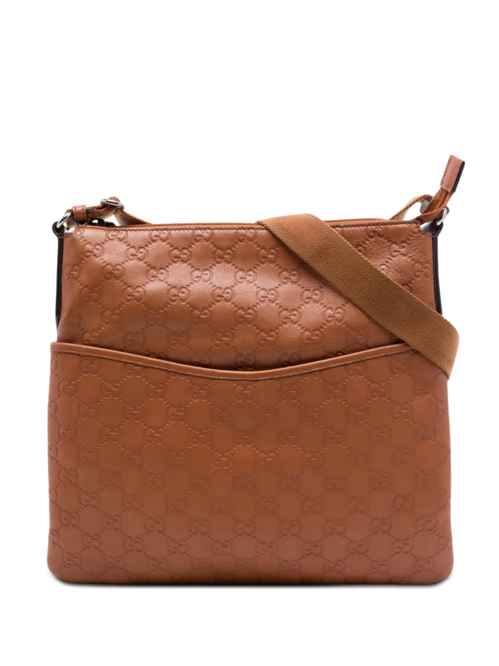 Gucci Pre-Owned 2016-2026 Guccissima Flat Messenger Bag crossbody bag - Marrone