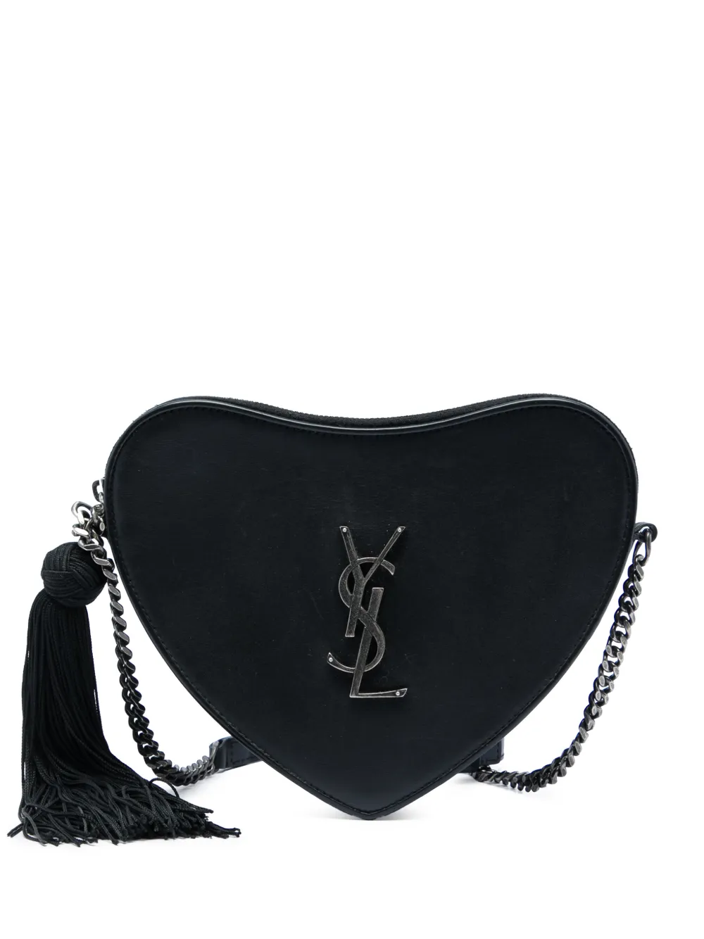 Saint Laurent Pre-Owned 2018 Leather Monogram Heart Tassel crossbody bag - Nero