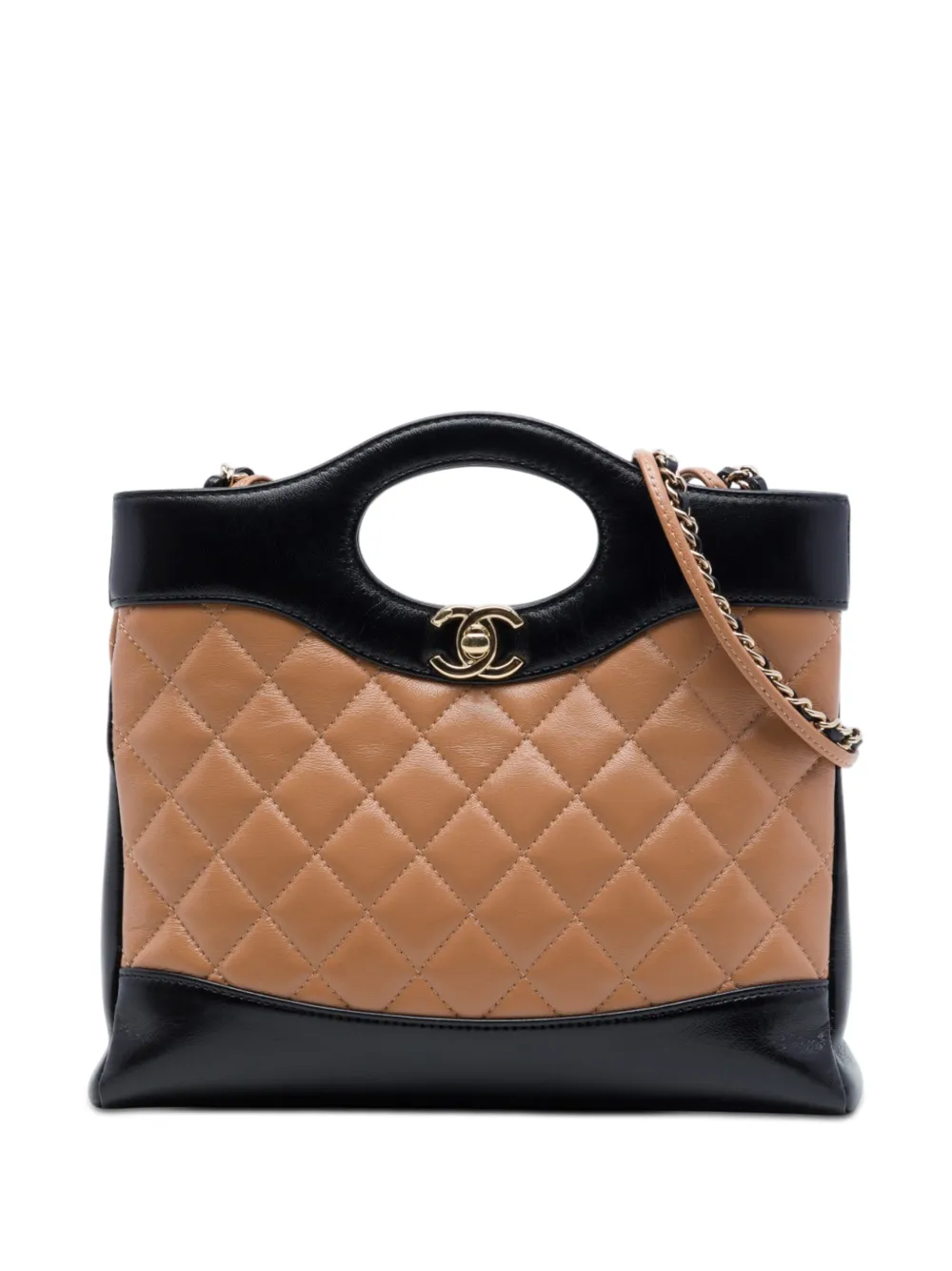 CHANEL Pre-Owned 2021-2026 Mini Bicolor Quilted Lambskin 31 Shopping Bag satchel - Nero