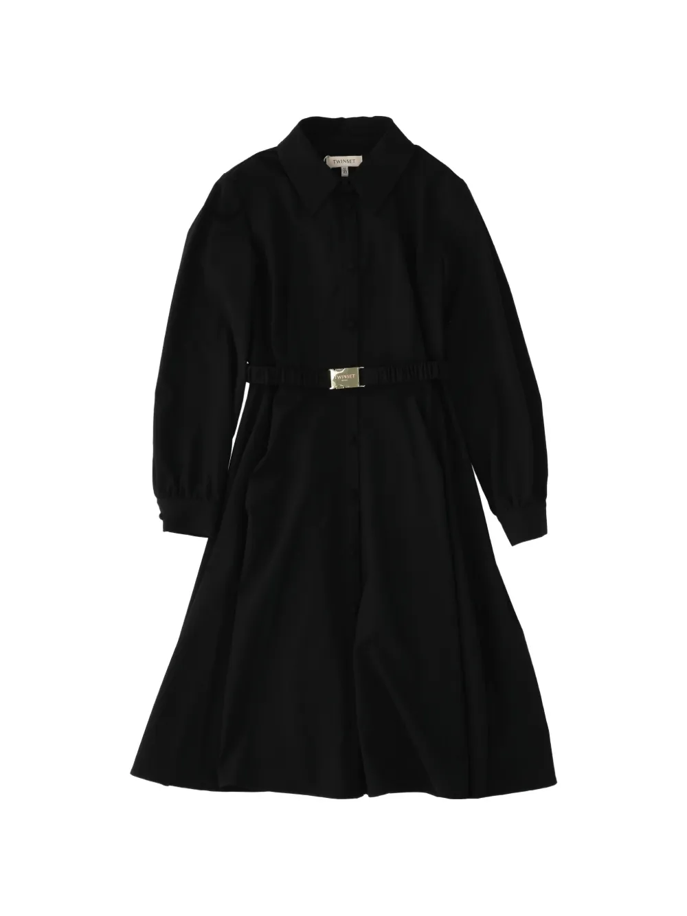TWINSET Kids robe-chemise ceinturée à manches longues - Noir