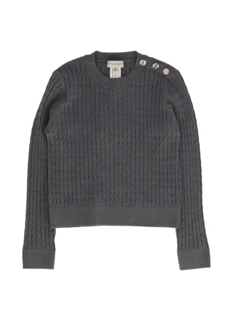 TWINSET Kids kabelstrikket sweater med knapdetalje
