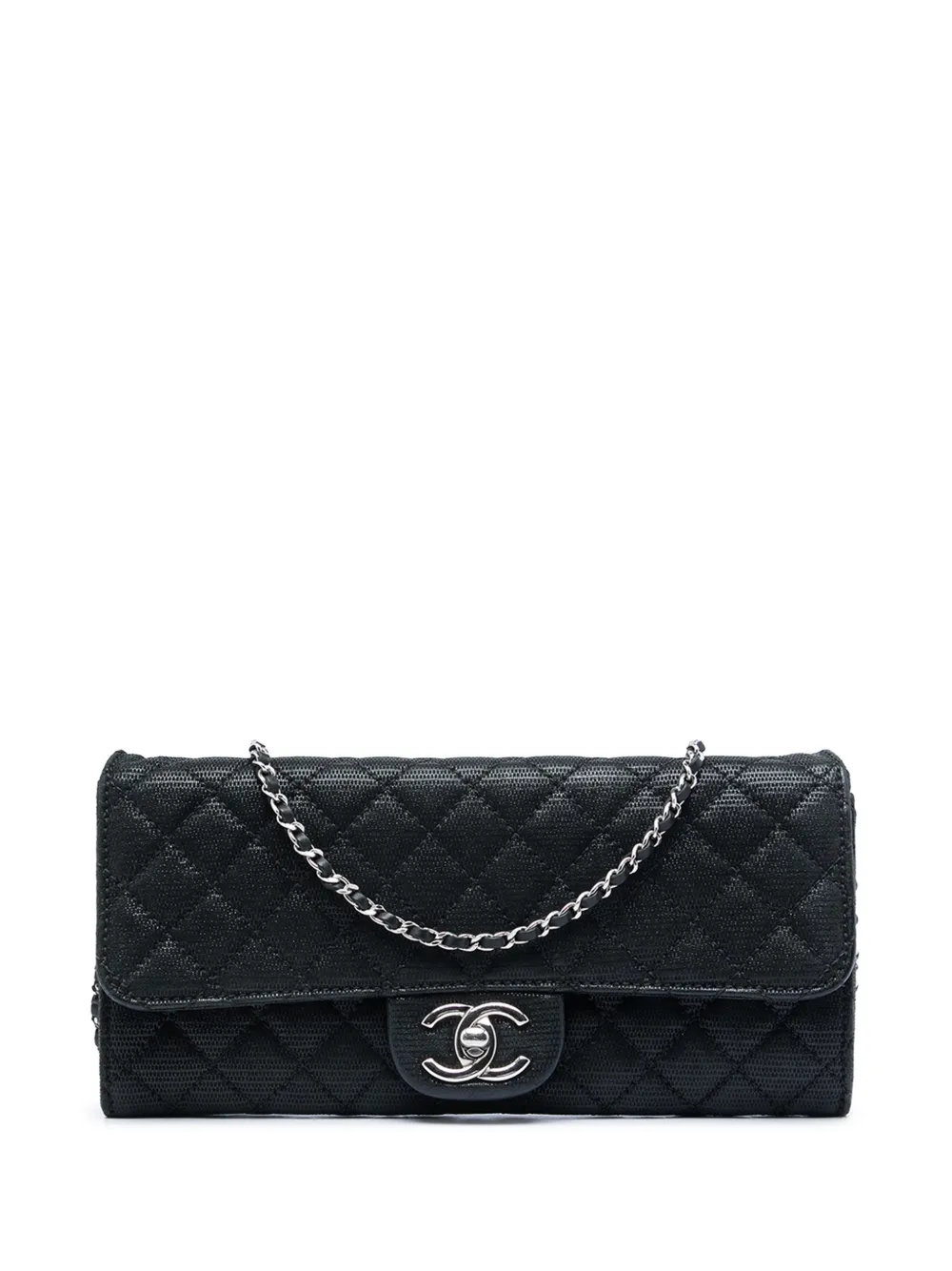 CHANEL Pre-Owned 2010-2011 CC Quilted Iridescent Fabric East West Flap shoulder bag - Nero