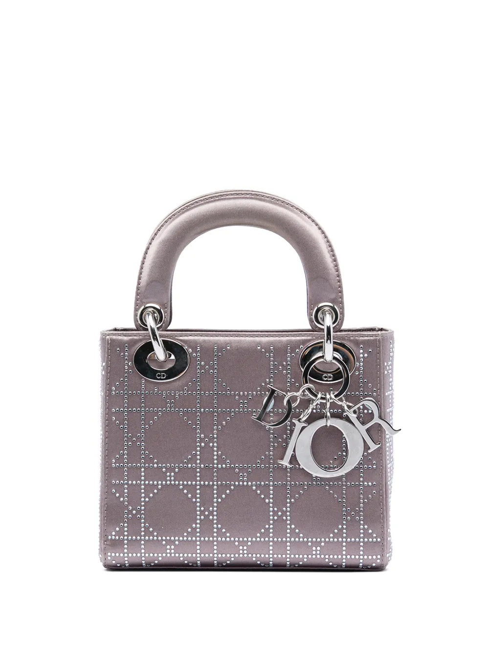 Christian Dior Pre-Owned 2007 Mini Satin Cannage Crystal Embellished Lady Dior satchel - Grigio