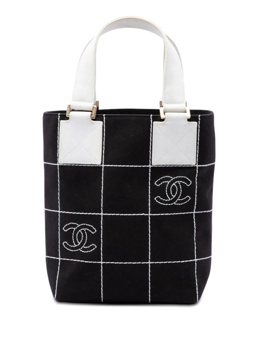 CHANEL Pre-Owned 2003-2004 Small CC Chocolate Bar Canvas tote bag - Nero