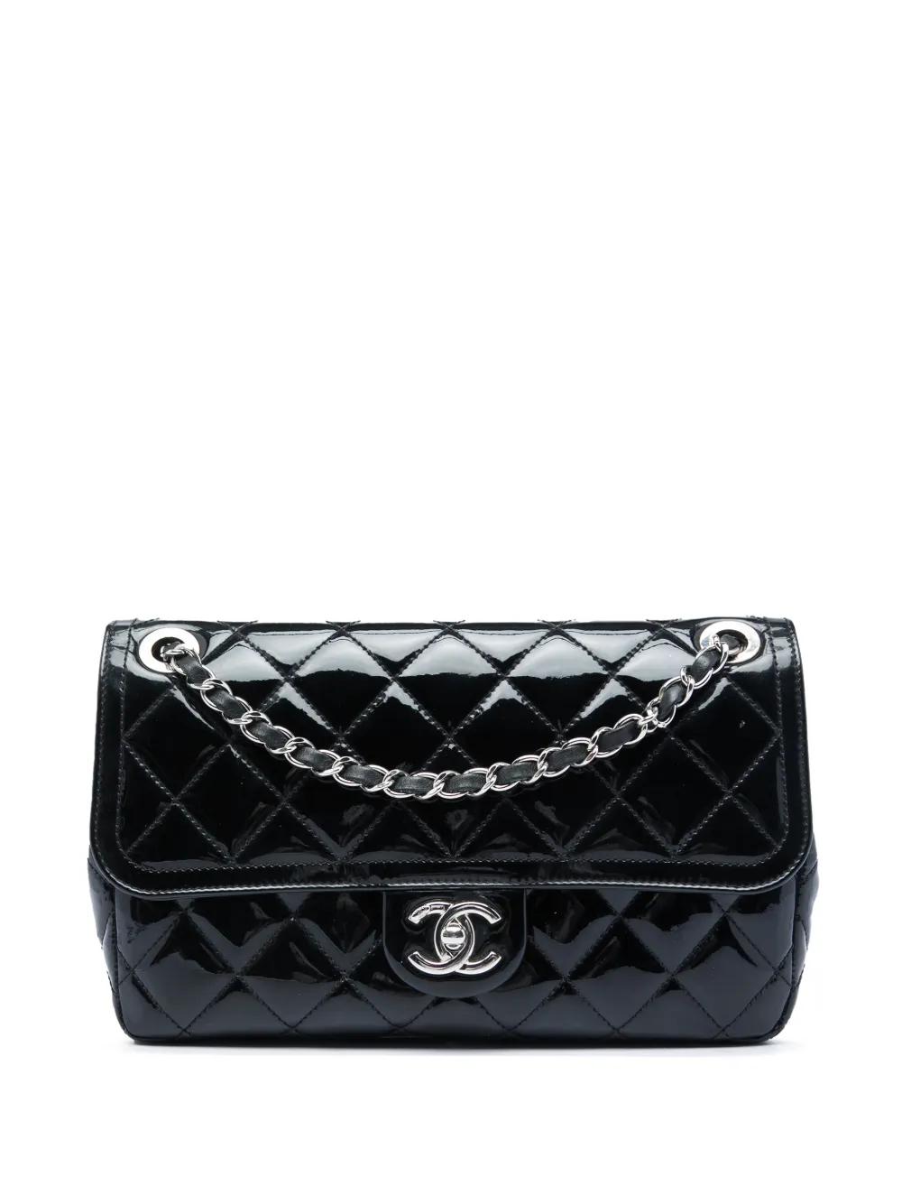 CHANEL Pre-Owned 2014-2015 Medium Patent Coco Shine Flap crossbody bag - Nero