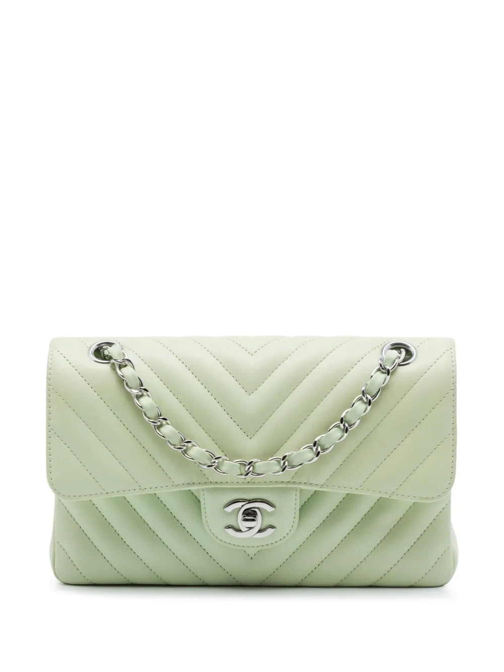 CHANEL Pre-Owned 2021-2026 Small Classic Chevron Lambskin Double Flap shoulder bag - Grün