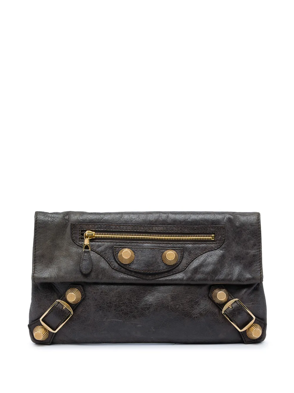 Balenciaga Pre-Owned 2005-2026 Lambskin Motocross Giant 21 Envelope clutch bag - Braun