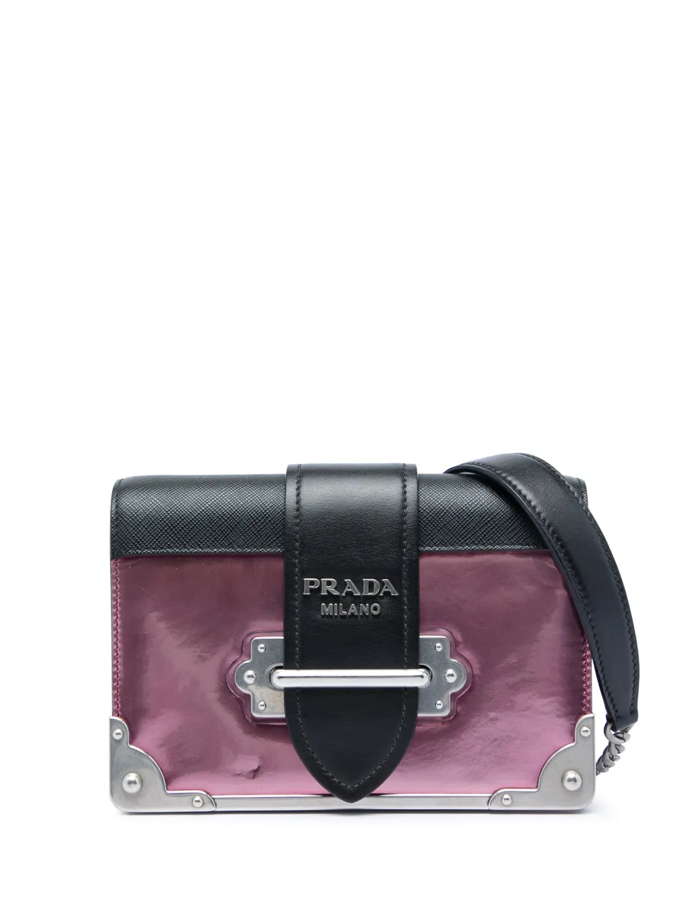 Prada Pre-Owned 2010-2026 Saffiano Trimmed Metallic Vitello Cahier Bag crossbody bag - Rosa