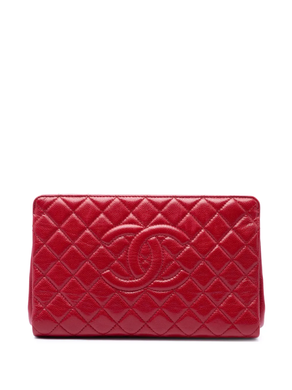 CHANEL Pre-Owned 2012 CC Quilted Caviar Frame clutch bag - Rosso
