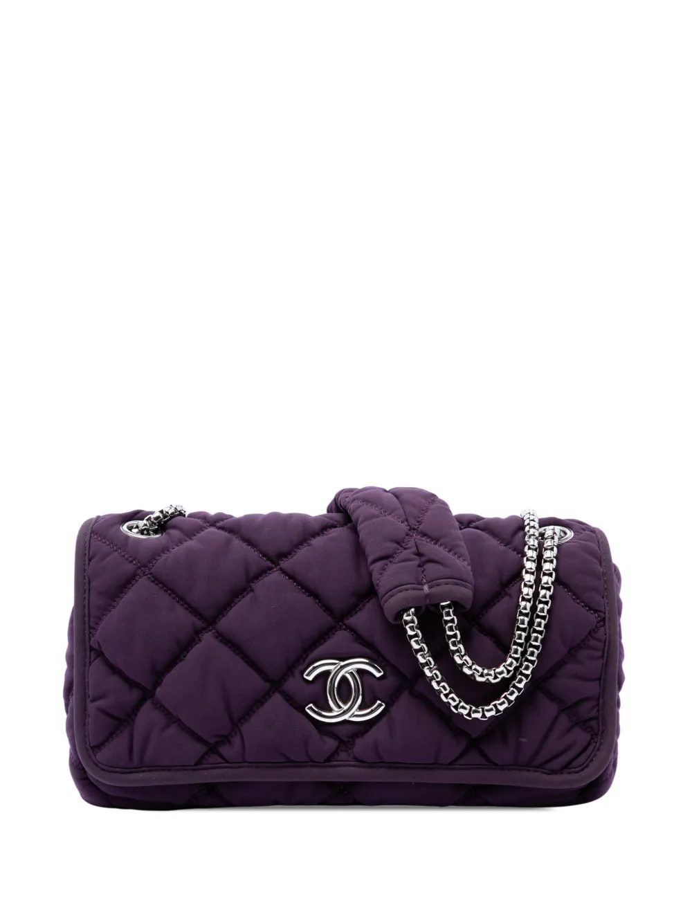 CHANEL Pre-Owned 2008-2009 Small Quilted Nylon Bubble Flap shoulder bag - Viola