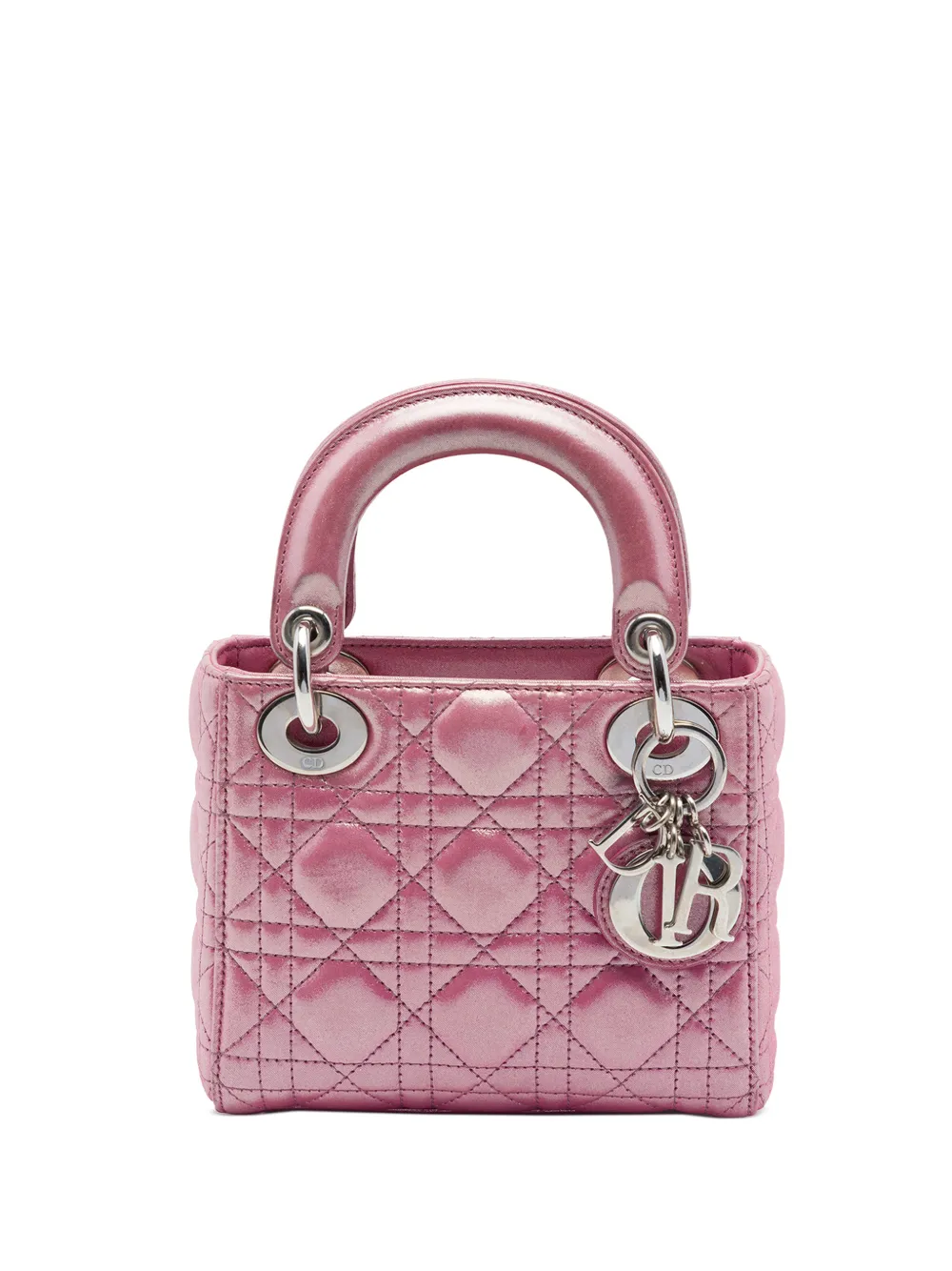 Christian Dior Pre-Owned 2016 Mini Iridescent Lambskin Cannage Lady Dior satchel - Rosa