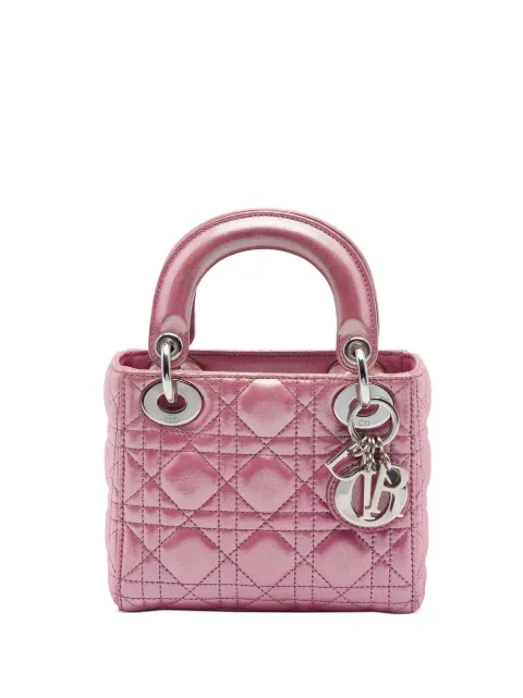 Christian Dior Pre-Owned 2016 Mini Iridescent Lambskin Cannage Lady Dior satchel