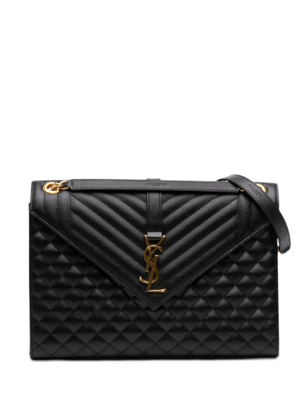 Saint Laurent Pre-Owned 2018 Medium Grain De Poudre Triquilt Monogram Envelope Bag shoulder bag - Nero