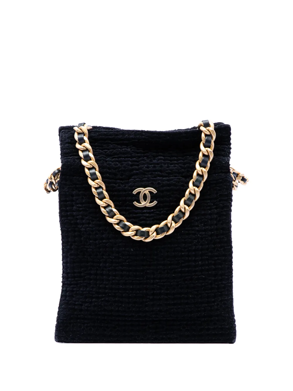 CHANEL Pre-Owned 2020 CC Cotton Tweed Drawstring Shopping tote bag - Nero
