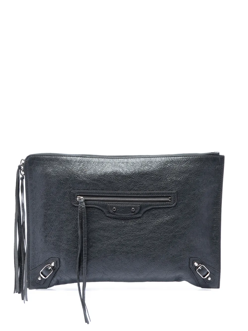 Balenciaga Pre-Owned 2018 Lambskin Motocross Classic Zip Around Flat clutch bag - Grau