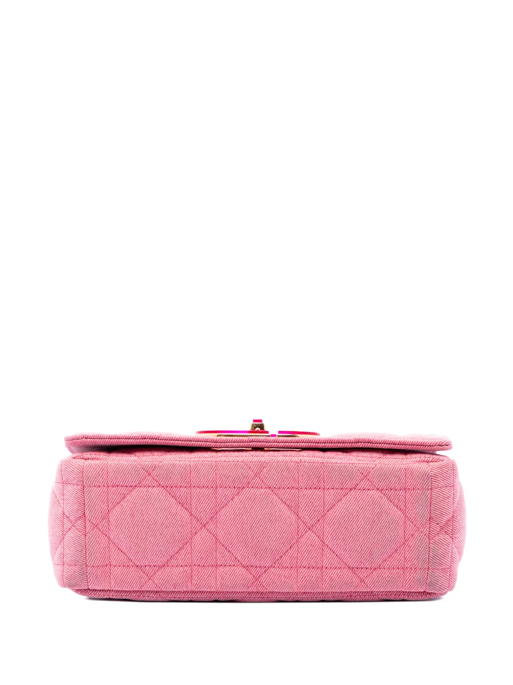 Dior Pre-owned 2022 Medium Denim Macrocannage Caro Bag Crossbody Bag in Pink, view 4
