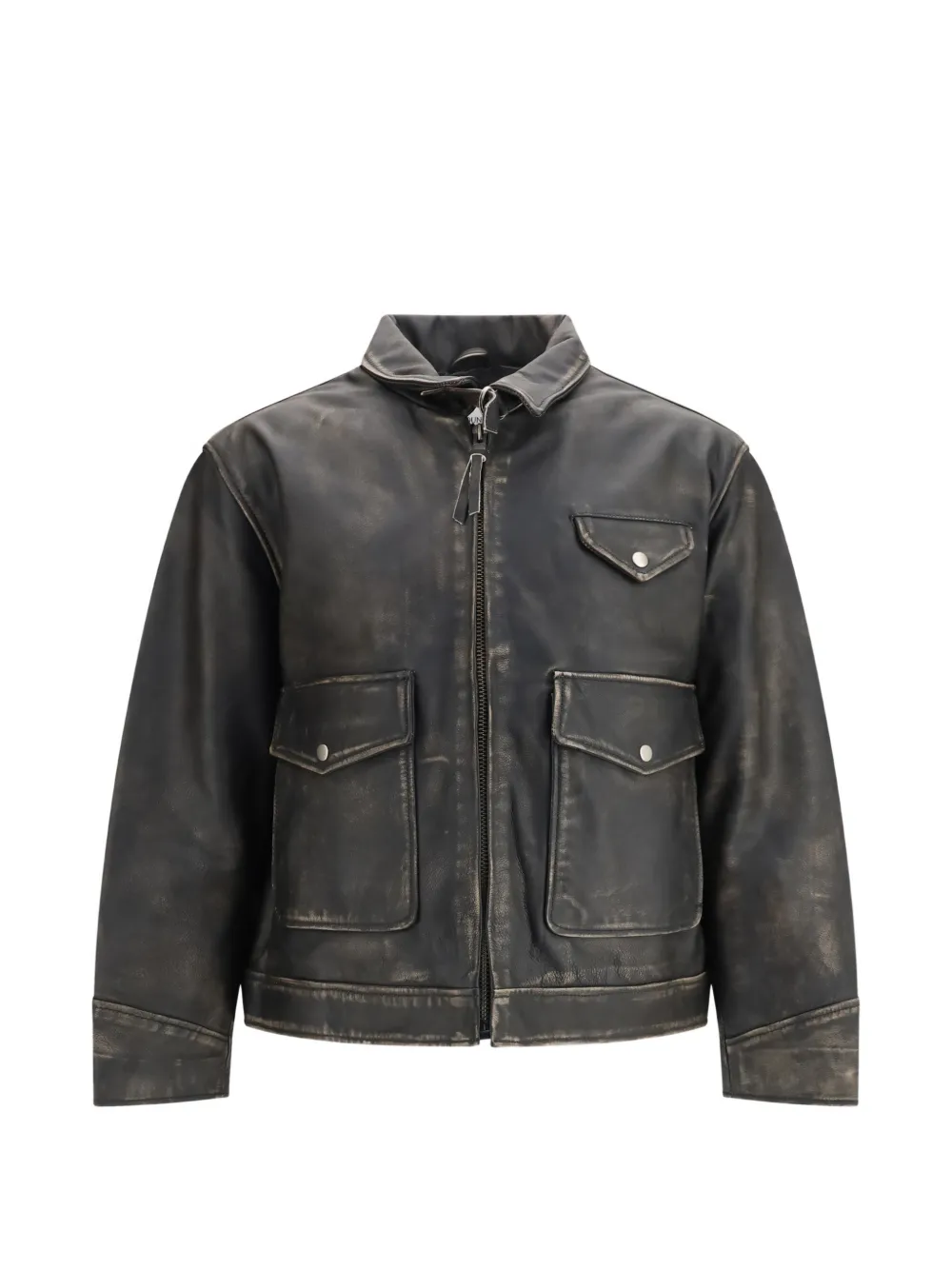 FOUND distressed leather jacket | Black | Image 1