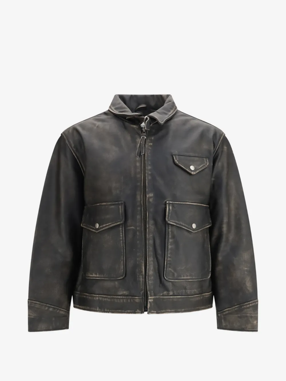 FOUND distressed leather jacket | Black | Image 1