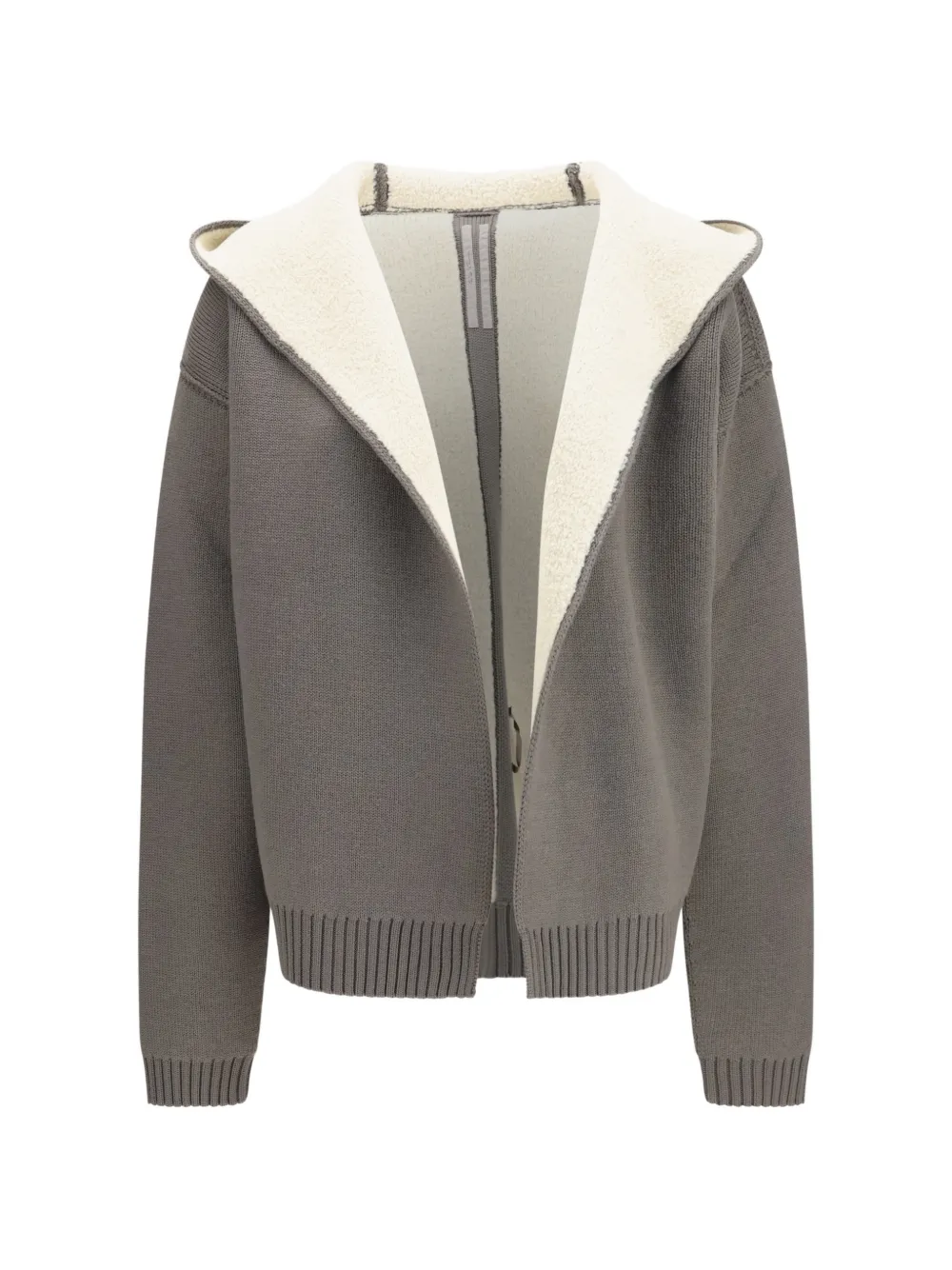 Rick Owens Tower hoodie in dust/natural reversible wool - Grigio