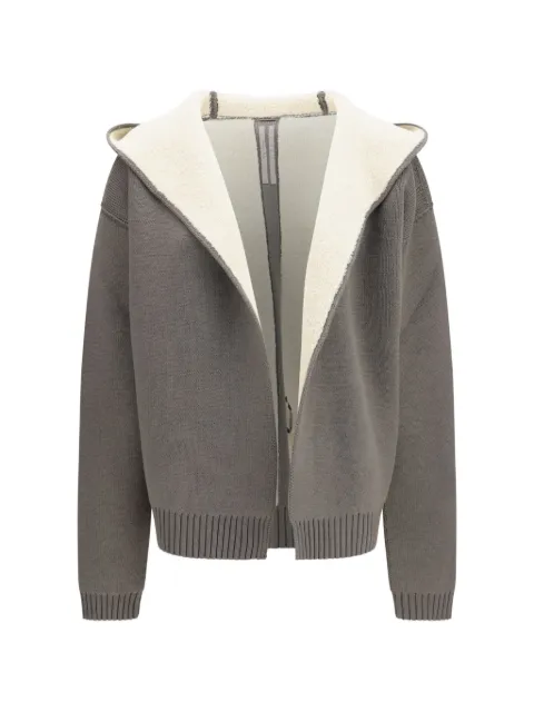 Rick Owens Tower hoodie in dust/natural reversible wool