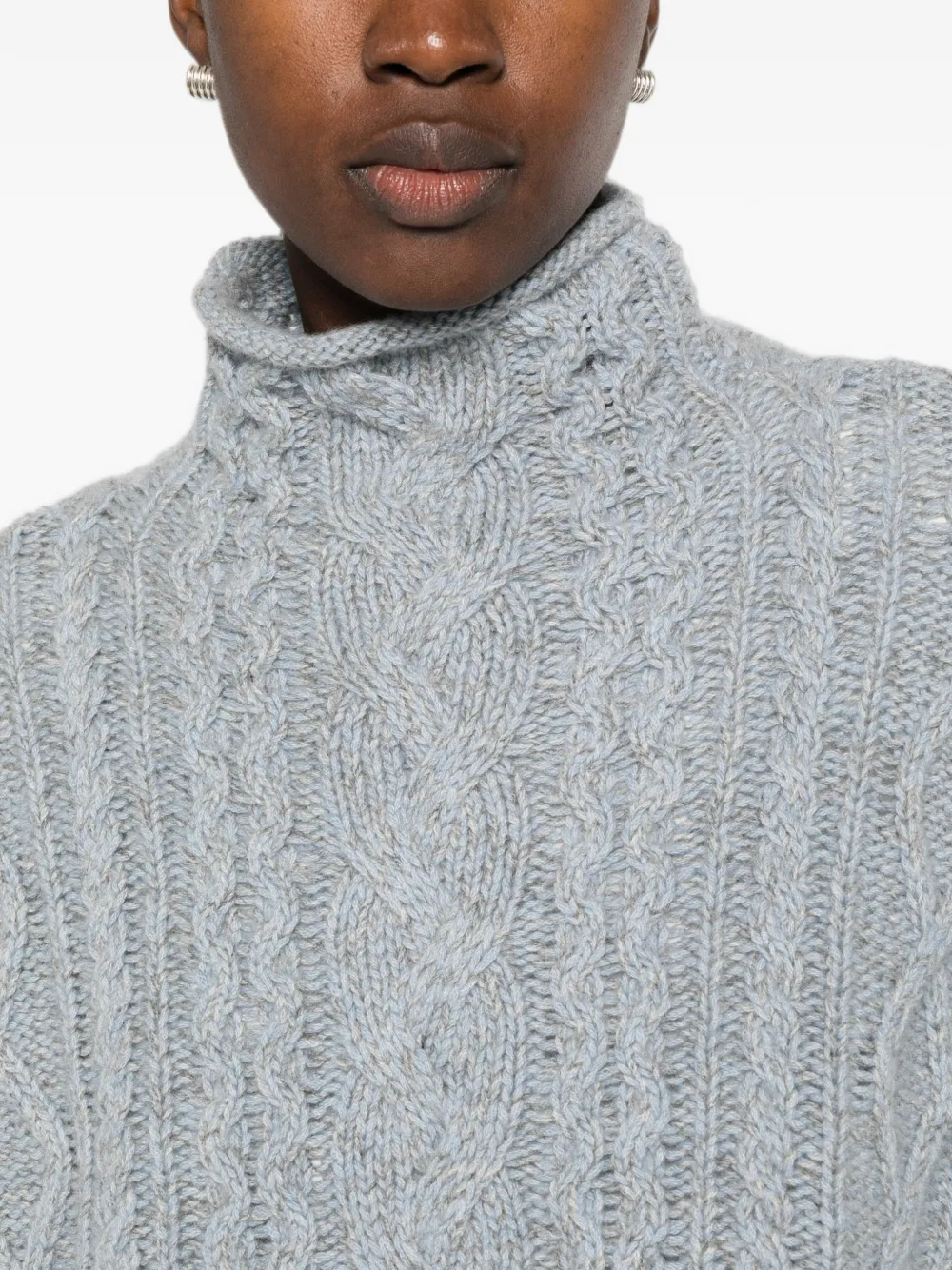 BOMPARD Trui met hoge hals en kabelstiksels Blauw