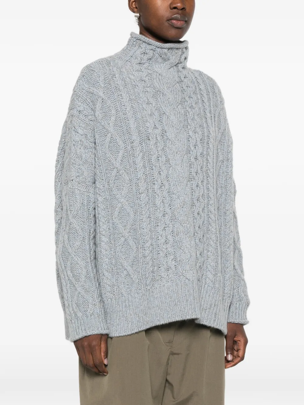 BOMPARD Trui met hoge hals en kabelstiksels Blauw